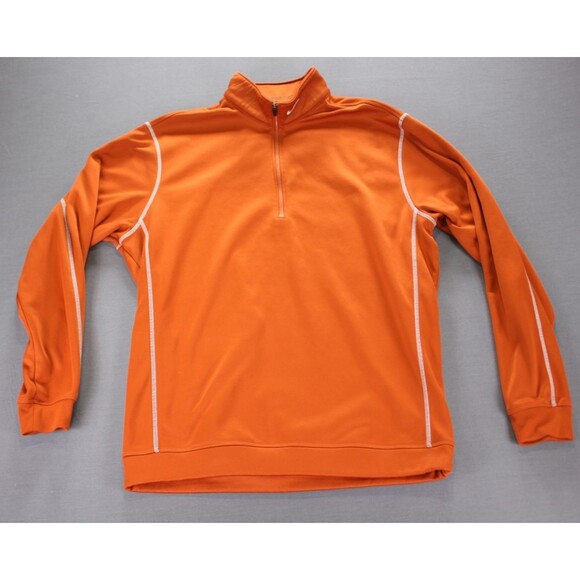 Nike Golf 1/4 Zip Sweatshirt Mens Therma Fit Pullover Orange Fleece Lined Logo L - Picture 1 of 11